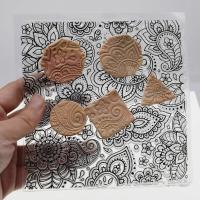 Paisley Mat Mold and Stamp - Texture for Clay, Polymer Clay, Resin and casting - Silicone Cling Stamp