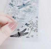 Dragonfly Mat Mold and Stamp - Texture for Clay, Polymer Clay, Resin and casting - Silicone Cling Stamp