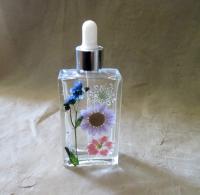 Floral Bottles, w Dropper, Square Bottles, Flowers in Resin