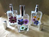 Floral Perfume Bottles, Spray Mister, Square Bottles, Flowers in Resin