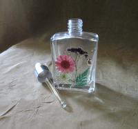 Floral Bottles, w Dropper, Square Bottles, Flowers in Resin