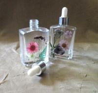 Floral Bottles, w Dropper, Square Bottles, Flowers in Resin