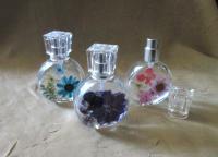 Floral Perfume Bottles, 1 ounce Small Spray Mister, Round Bottles, Flowers in Resin