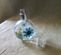 Floral Perfume Bottles, 1 ounce Small Spray Mister, Round Bottles, Flowers in Resin
