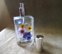Floral Perfume Bottles, Spray Mister, Square Bottles, Flowers in Resin