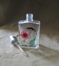 Floral Bottles, w Dropper, Square Bottles, Flowers in Resin