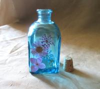 Floral Bottles, Corked Bottle - Glass Bottles with Epoxy, Flowers in Resin