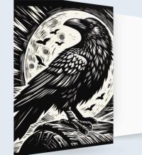 Set of 5 Cards - Ravens - Greeting Cards, Bulk Pack of Cards