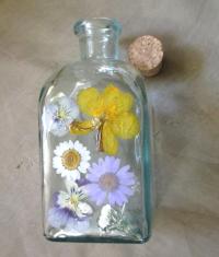 Floral Bottles, Large Jars - 8oz and 17oz - Glass Bottles with Epoxy, Flowers in Resin