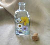 Floral Bottles, Large Jars - 8oz and 17oz - Glass Bottles with Epoxy, Flowers in Resin
