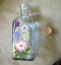 Floral Bottles, Large Jars - 8oz and 17oz - Glass Bottles with Epoxy, Flowers in Resin