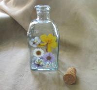 Floral Bottles, Large Jars - 8oz and 17oz - Glass Bottles with Epoxy, Flowers in Resin