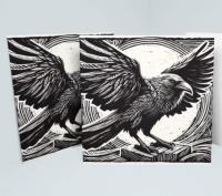 Set of 3 Cards, Raven Greeting Cards, Bulk Pack of Cards