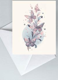 Set of Butterfly Greeting Cards, 4 Designs, Bulk Pack of Cards