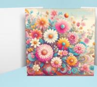 Floral Greeting Cards, Large Note Card, Invites, Birthday, Gift Card