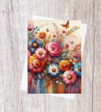 Floral Greeting Cards, Large Note Card, Invites, Birthday, Gift Card