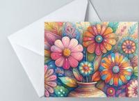 Floral Greeting Cards, Large Note Card, Invites, Birthday, Gift Card