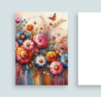 Floral Greeting Cards, Large Note Card, Invites, Birthday, Gift Card