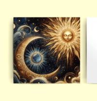 Sun and Moon- Greeting Cards, Set of 4 Designs, Bulk Pack of Cards