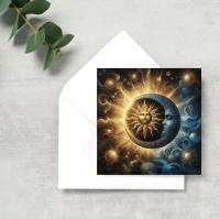 Sun and Moon- Greeting Cards, Set of 4 Designs, Bulk Pack of Cards