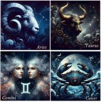 Zodiac Card Set - All Signs, Astrology Greeting Cards, Bulk Pack of Cards