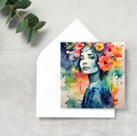 Rainbow Floral - Single Card or Bulk 10 Pack of Gift Cards, Thank You Cards, Birthday, Invitations