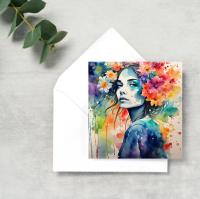 Rainbow Floral - Single Card or Bulk 10 Pack of Gift Cards, Thank You Cards, Birthday, Invitations