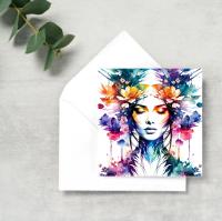 Rainbow Floral - Single Card or Bulk 10 Pack of Gift Cards, Thank You Cards, Birthday, Invitations