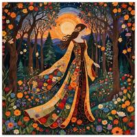 Print on Wood, Floral Forest, Original Art, Ready to Hang