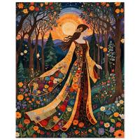 Print on Wood, Floral Forest, Original Art, Ready to Hang
