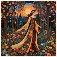 Print on Wood, Floral Forest, Original Art, Ready to Hang