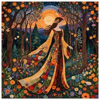 Print on Wood, Floral Forest, Original Art, Ready to Hang