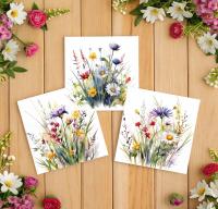 Set of Floral Gift Cards, 3 Designs, Bulk Pack of Cards