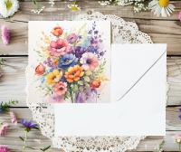Flowers - Original Art Card - Single Card or Bulk 10 Pack of Gift Cards