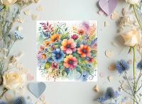 Flowers - Original Art Card - Single Card or Bulk 10 Pack of Gift Cards