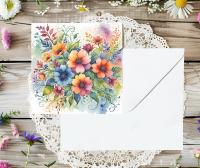 Flowers - Original Art Card - Single Card or Bulk 10 Pack of Gift Cards