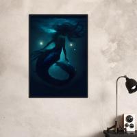 Mermaid Print - Framed or Unframed - Original Art - Print on Paper