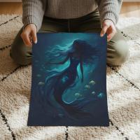 Mermaid Print - Framed or Unframed - Original Art - Print on Paper