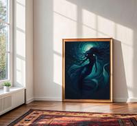 Mermaid Print - Framed or Unframed - Original Art - Print on Paper