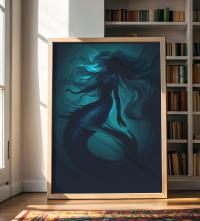 Mermaid Print - Framed or Unframed - Original Art - Print on Paper