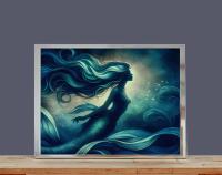 Mermaid Print - Framed or Unframed - Original Art - Print on Paper