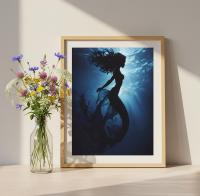 Mermaid Print - Framed or Unframed - Original Art - Print on Paper