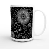 Set of Floral Cups - Light and Dark - Large 15oz Ceramic Mugs