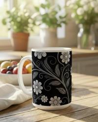 Dark Floral - Small and Large Ceramic Mugs