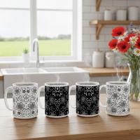 Set of Floral Cups - Light and Dark - Large 15oz Ceramic Mugs