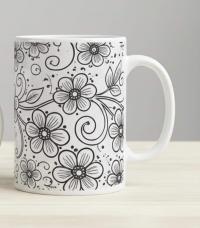 Set of Big Mugs, Floral Cup Set, Large 15 oz Matching Cups
