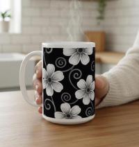 Set of Big Mugs, Dark Floral Cup Set, 15 oz