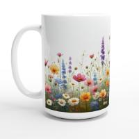 Set of Big Mugs, Floral Cup Set, 15 oz