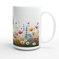 Set of Big Mugs, Floral Cup Set, 15 oz