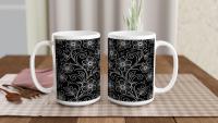 Set of Big Mugs, Dark Floral Cup Set, 15 oz